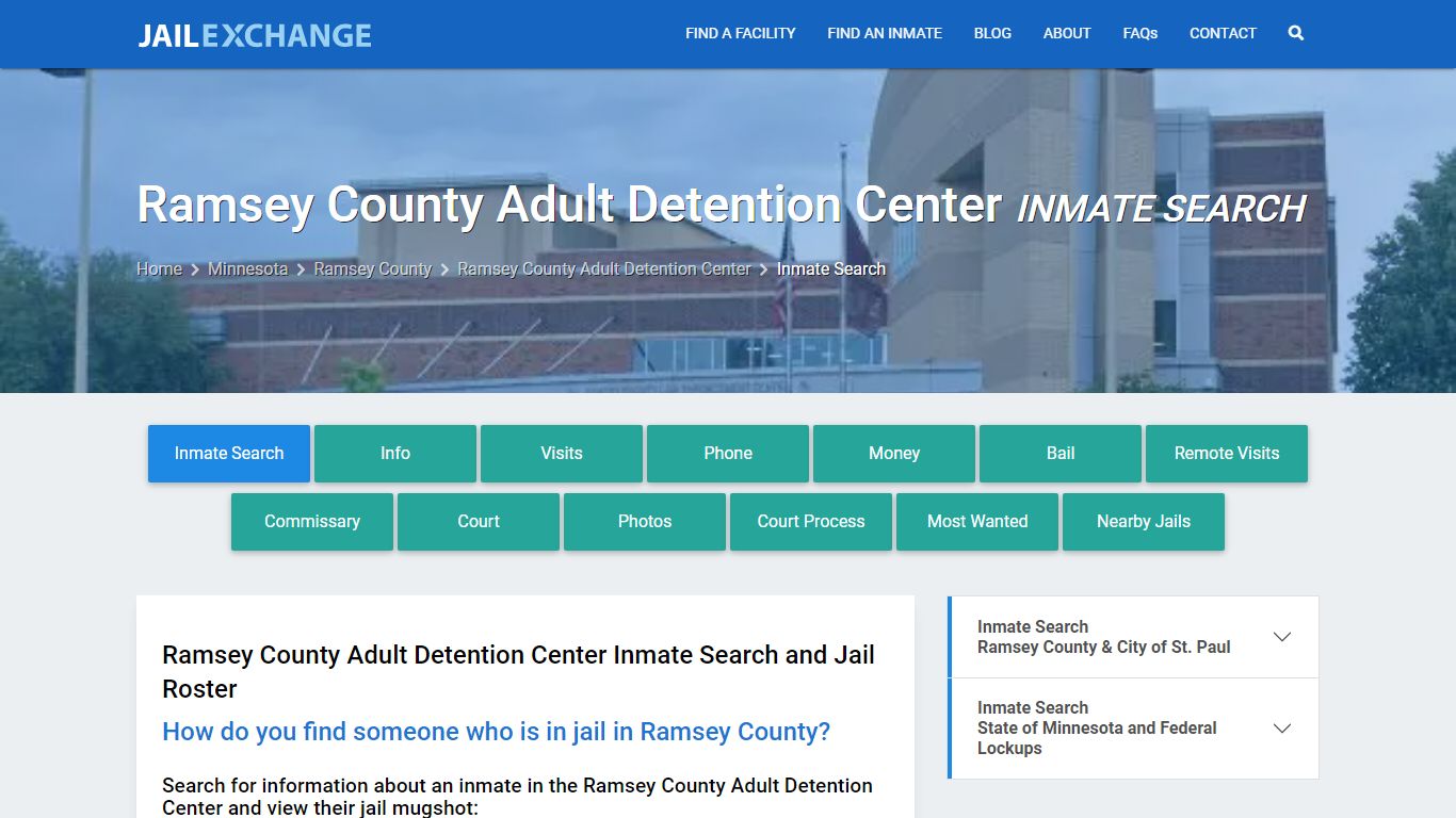 Ramsey County Adult Detention Center Inmate Search - Jail Exchange